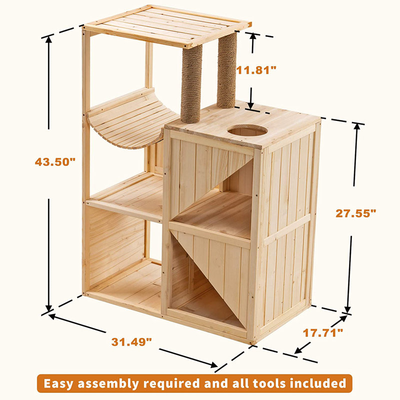 44" Solid Wood Indoor Cat Condo & Reviews Wayfair